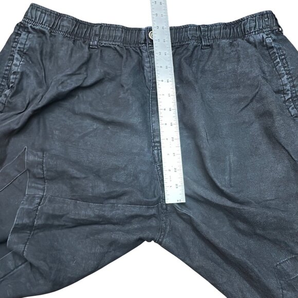 28 Palms Shorts Women XL 9" Black 100% Linen Elastic Waist Zip Button - Picture 11 of 12